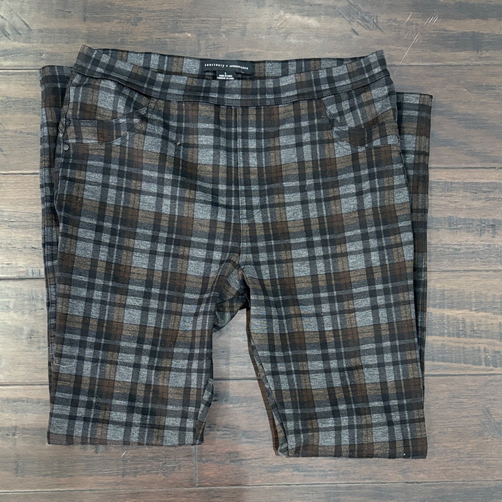 Sanctuary Plaid Trousers in Gray and Brown